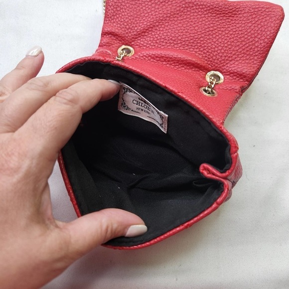 Chloe K New York Emma Mini Bag Red Gold Quilted Bag - Picture 4 of 6